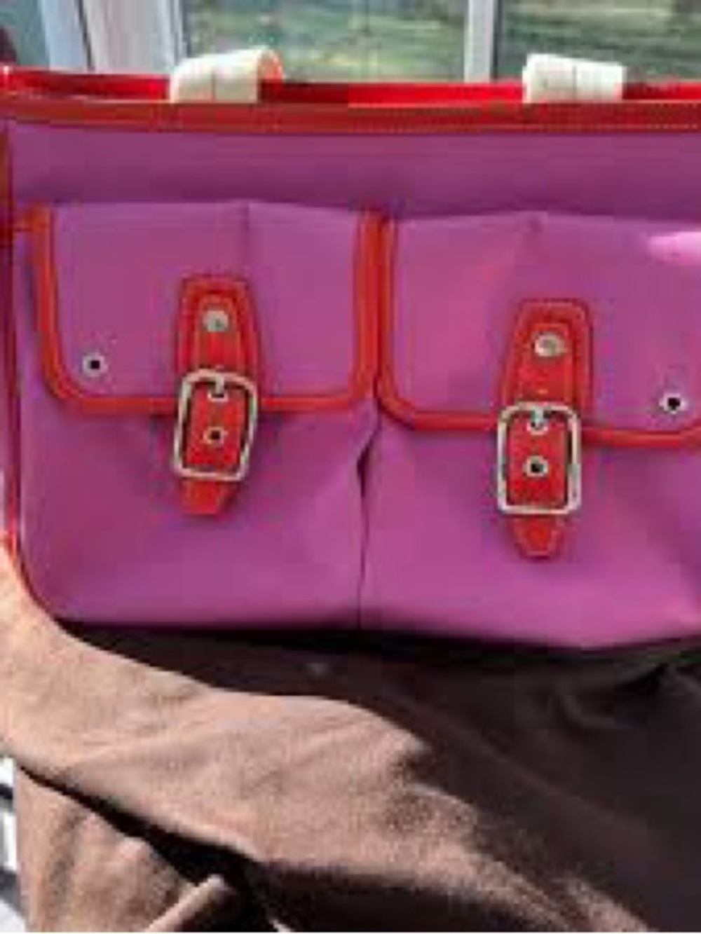Vintage Coach Hamptons Twill Garden Tote Leather Trim& Buckle Details RARE